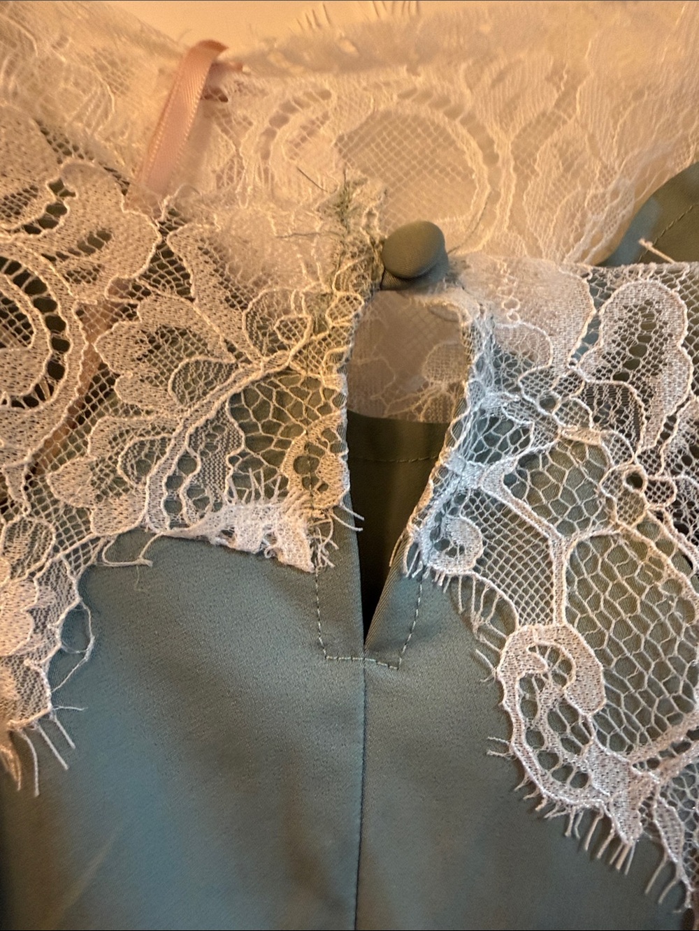 Delicate Lace-Trim Mini Slip Dress in Mint - Picture 7 of 14